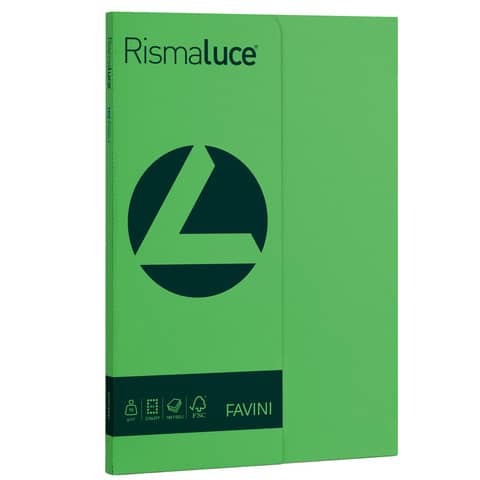 Carta colorata Favini Rismaluce colori forti 90 g/m² A4 - risma da 100 ff verde - A69D144